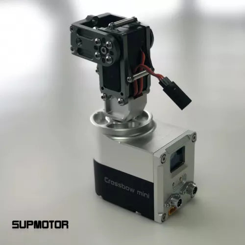 UAV antenna tracking gimbal with black motor and metal mounting bracket, control unit