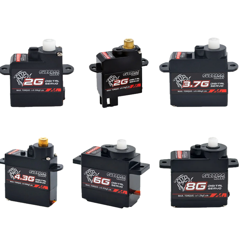 Digital mini RC servo with metal output gear, black case