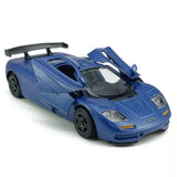 Blue 1:36 scale diecast model car with open cockpit