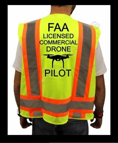 LICENSED COMMERCIAL DRONE PILOT SAFETY VEST HI-VISIBILITY REFLECTIVE YELLOW Drone