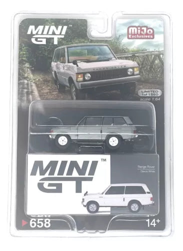 Mini GT 1:64 diecast SUV model car in blister pack, white