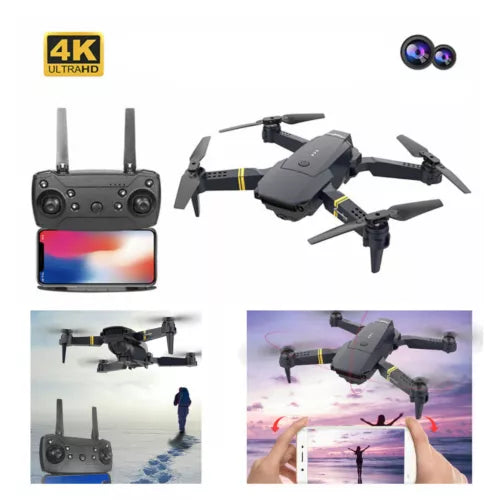 Foldable quadcopter drone with built-in dual cameras, 4K, and handheld controller screen