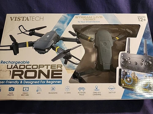 Vista tech rechargeable quadcopter drone box with controller