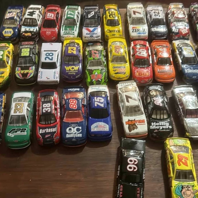 Assorted 1:64 NASCAR diecast cars, multiple front views in mixed colors