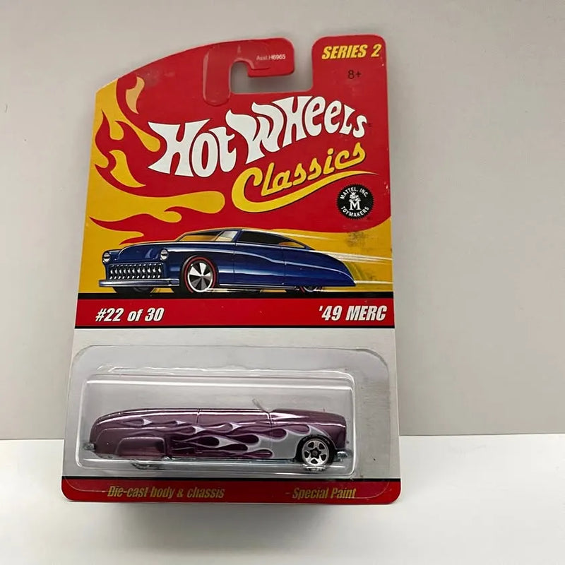 Purple ’49 Merc diecast car with flame decals, Hot Wheels Classics Series 2, #22/30