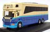 1/76 diecast horsebox truck, blue and cream Scania cab with detailed front grille