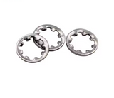 Stainless steel flat washers, circular with serrated edges, set of 3
