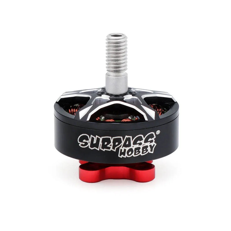 SURPASS Hobby FPV drone motor with threaded shaft, black housing and red mount
