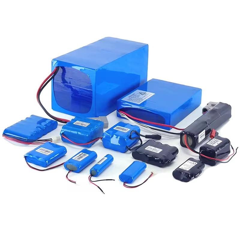 Blue rechargeable lithium battery pack with multiple cell modules and wired connectors
