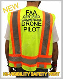 CERTIFIED COMMERCIAL DRONE PILOT HIGH VISIBILITY SAFETY VEST BLACK DESIGN #5 Drone