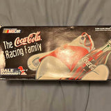 1/24 scale NASCAR diecast bank car box with Coca-Cola Racing Family graphic