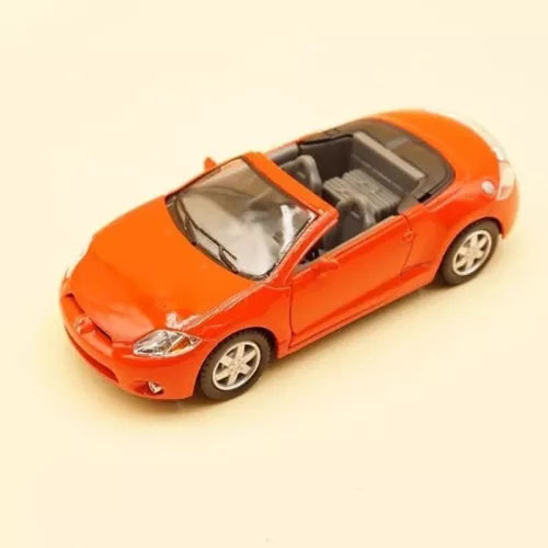 Orange 1:36 diecast sports car model with black interior and silver wheels