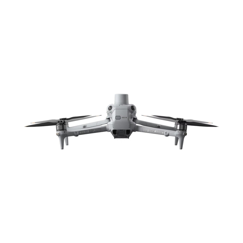 Gray quadcopter mapping drone with four propellers and forward camera module