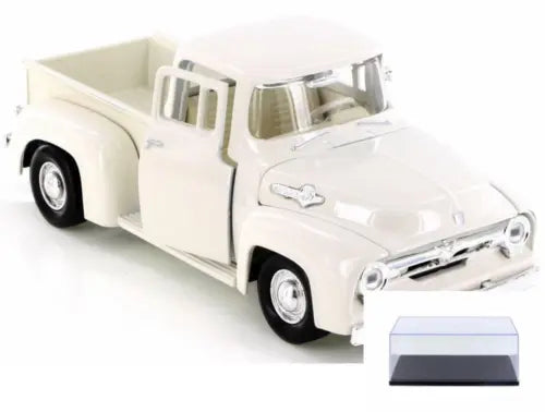 1/24 scale diecast 1956 Ford pickup truck with clear display case base