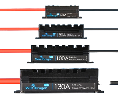 WiDragon brushless motor speed controller stack with WiFi app control, black housings
