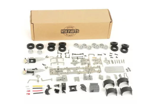 Truck chassis parts kit in WSI Parts box with assorted metal brackets and hardware