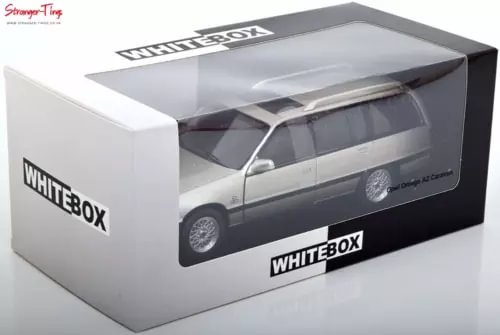 WhiteBox diecast model car in packaging, metallic grey 1990 Opel Omega A2 Caravan
