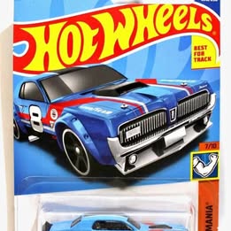 Blue 1968 Mercury Cougar diecast model car with chrome grille and headlights