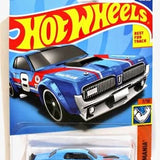 Blue 1968 Mercury Cougar diecast model car with chrome grille and headlights
