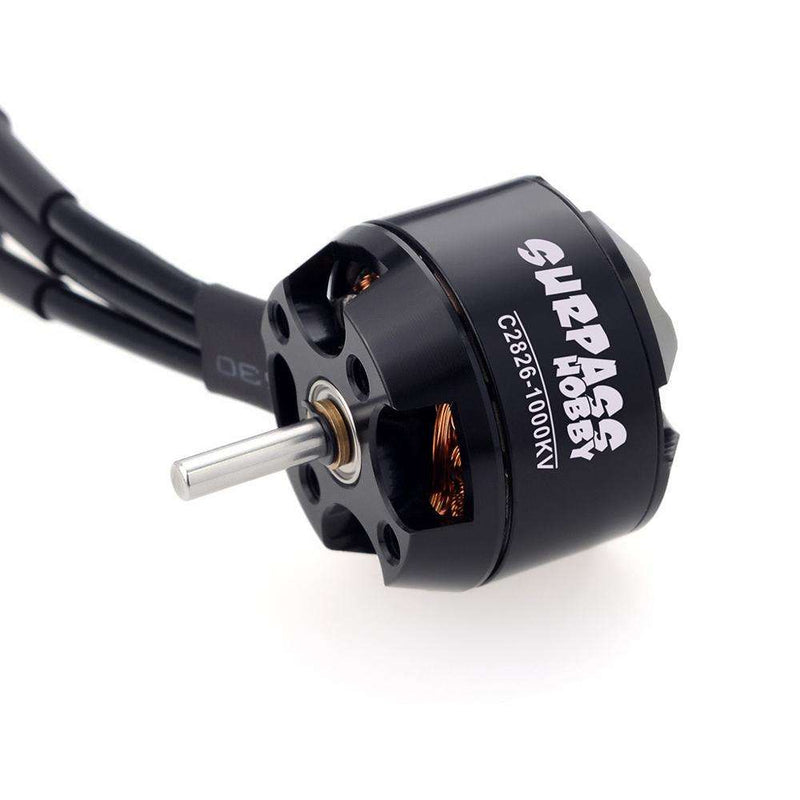 SURPASS HOBBY brushless RC motor with metal shaft, black cylindrical 14-pole housing