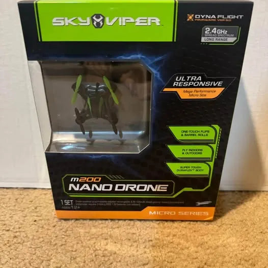 Sky Viper nano drone retail box with micro series label and window display