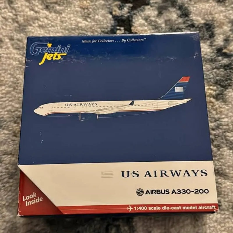 Diecast airplane model in retail box, US Airways livery, Airbus A330-200