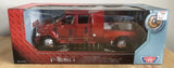 Red 1:24 diecast Ford F-650 Super CrewZer truck in retail box