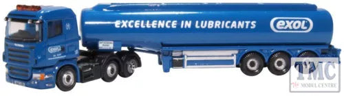 Blue diecast tanker truck model with Exol Excellence in Lubricants lettering