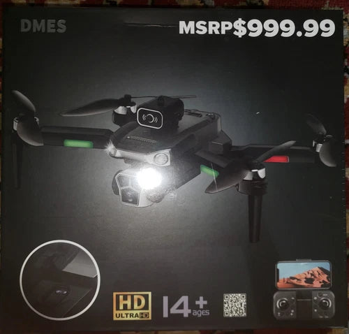 DMES obstacle-avoidance drone with quad rotors and front LED light, camera, app control