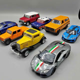 Diecast car set with multiple colorful classic cars