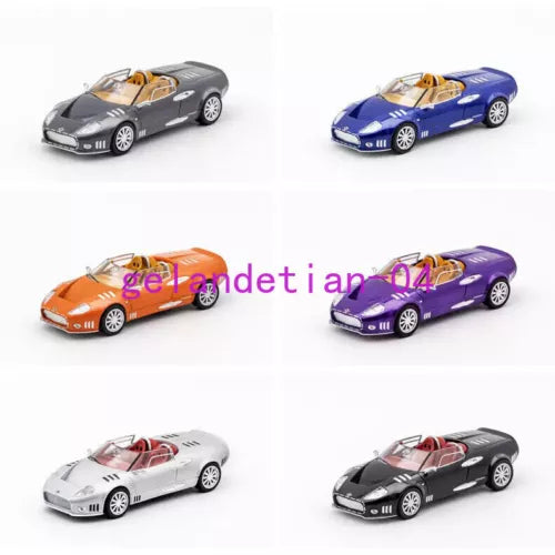 1:64 diecast model car assortment with four colored Spyker C12 LaTurbie replicas
