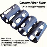 Carbon fiber tube parts with CNC-cut holes, dark blue carbon fiber weave