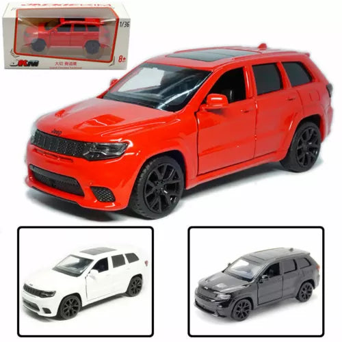 Jeep Trackhawk 1/36 diecast SUV model toy car, red, front 3/4 view