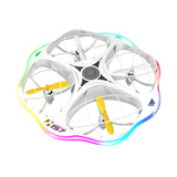 Mini UFO quadcopter drone with LED lights and four propellers