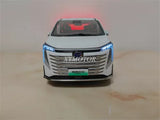 White diecast model car with front grille and LED headlights