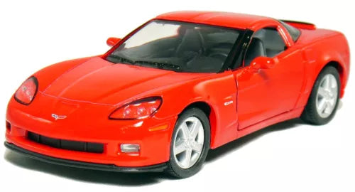 Red Corvette Z06 1:36 diecast model car, front three-quarter view