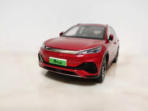 Diecast metal model car BYD Han EV, red, front grille and headlights detail