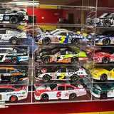 Assorted NASCAR 1:24 diecast race cars in clear case; number 5 and 48 visible