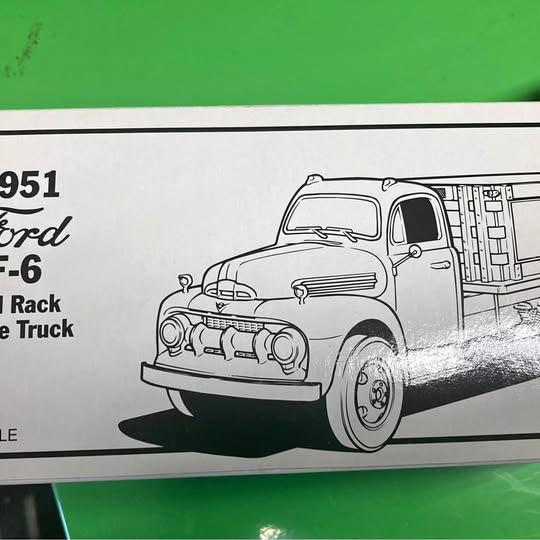 Diecast 1951 Ford F-6 truck model with front-view artwork on the box