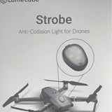 Drone strobe light module with anti-collision lens on a quadcopter