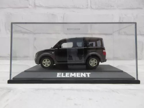 Black diecast SUV model car on gray base with ELEMENT logo