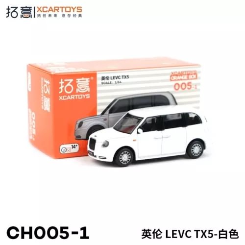 White 1:64 Geely LEVC TX5 diecast model car with display box