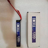 Rechargeable battery pack with red and black leads, blue label 11.1V 1200mAh