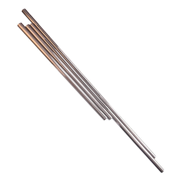 Carbon fiber pipe tube with cylindrical, woven texture, two rod-like ends
