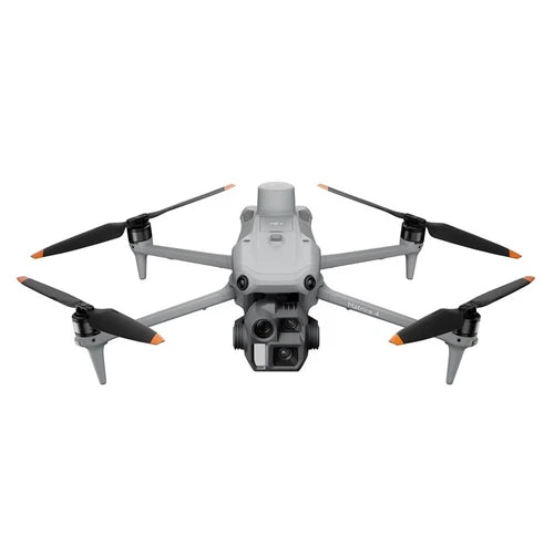 DJI Matrice 4E enterprise drone with quad rotors and front camera module, gray body