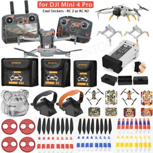 Drone accessory kit with landing gear, prop holders, and skin stickers