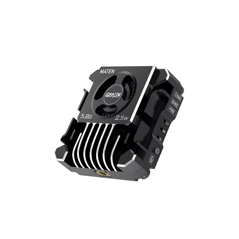 GEPRC MATEN VTX video transmitter with cooling fan, black and gray, compact module