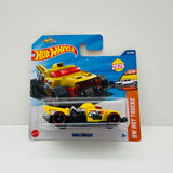 Yellow Haulerback diecast truck on Hot Wheels short card, blister packaging