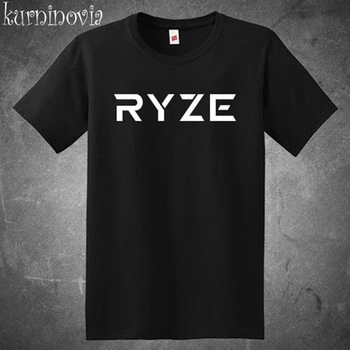 Men's black crewneck T-shirt with RYZE logo