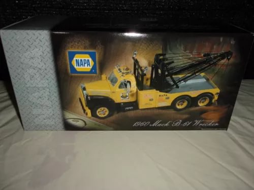 NAPA vintage diecast wrecker truck model in box with front window